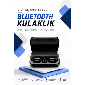AsilTech Dijital Göstergeli Bluetooth Kulaklık Kablosuz TWS Stereo Bluetooth 5.0