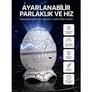 AsilTech Dinozor Yumurtası Tasarımlı Projektörlü Gece Lambası