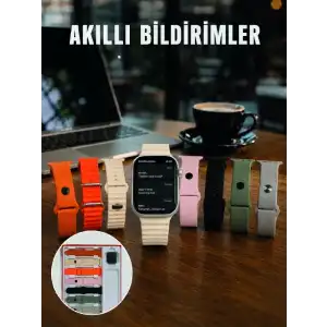 AsilTech Dokunmatik Akıllı Saat Bluetooth Arama Sağlık Takipli 7 Değiştirilebilir Kordonlu Saat