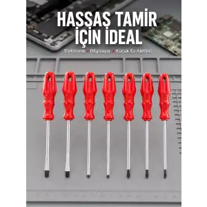 AsilTech Düz ve Yıldız Başlıklı 7li Tornavida Seti Ergonomik Tutma