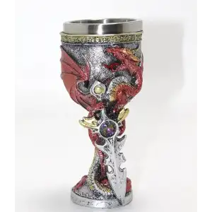 AsilTech Ejderha Ve Kılıç Temalı 3D Kabartmalı Çelik Kadeh Bardak