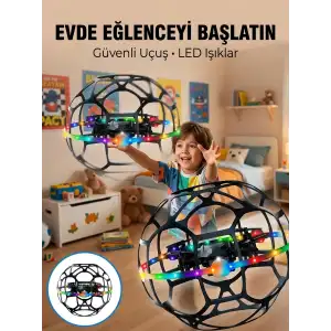 AsilTech El Hareketi Kontrollü Futbol Topu Tasarımlı Drone LED Işıklı