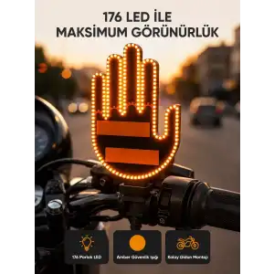 AsilTech El Hareketiyle Kontrol Edilen 176 LED Amber Güvenlik Lambası