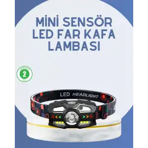 AsilTech El Sensörlü LED Far Suya Dayanıklı Şarjlı Kafa Lambası