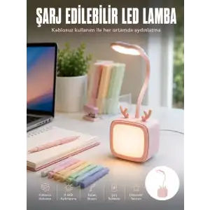 AsilTech Esnek Gövdeli LED Masa Lambası Taşınabilir Gece Aydınlatması