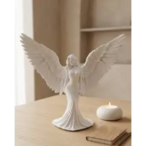 AsilTech Estetik Melek Kadın Figürlü 3D Dekoratif Biblo Modern Salon Dekoru