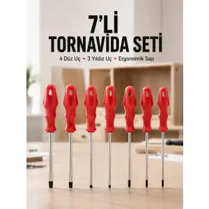 AsilTech Ev ve Atölye Kullanımına Uygun 7 Parça Tornavida Seti