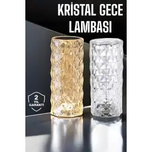 AsilTech Gece Lambası Kristal Lamba Dokunmatik Şarjlı Hediyelik