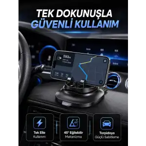 AsilTech Gizlenebilir Telefon Numaralı Araç İçi Telefon Tutucu Torpido Üstü Telefon Standı
