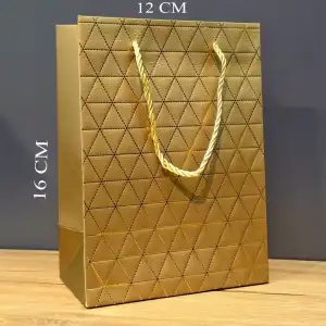 AsilTech Gold Geometrik Desenli Mini Boy Karton Hediye Çantası