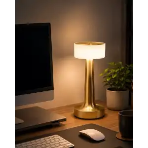 AsilTech Gold Kare Mantar Masa Lambası Şarjlı Dokunmatik LED Aydınlatma
