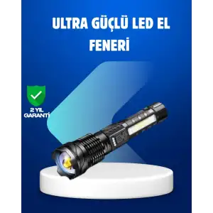 AsilTech Güçlü LED El Feneri Şarj Edilebilir Çok Modlu