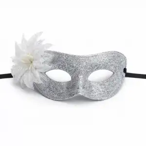 AsilTech Gümüş Simli Tüylü Balo Maskesi