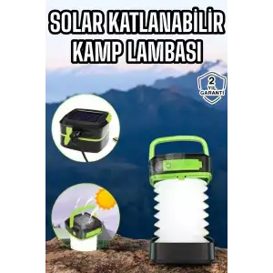 AsilTech Güneş Enerjili Led Lamba Kamp Lambası Katlanabilir Lamba USB Şarjlı