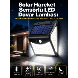 AsilTech Güneş Enerjili Sensörlü Duvar Lambası Bahçe Lamba Suya Dayanıklı Bahçe Aydınlatma