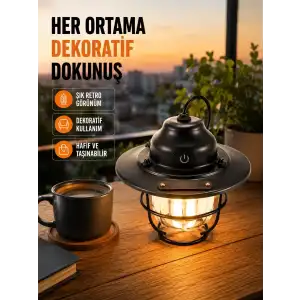 AsilTech Hafif ve Taşınabilir Retro Tasarım Kamp Lambası