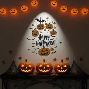 AsilTech Halloween Temalı Balkabaklı Duvar Sticker Seti