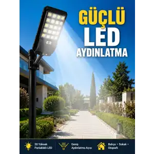 AsilTech Hareket Sensörlü Solar LED Aydınlatma 3 Modlu Uzaktan Kumandalı Bahçe Lambası