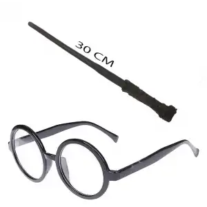 AsilTech Harry Potter Asası ve Siyah Çerçeveli Gözlük Seti