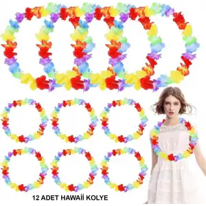 AsilTech Hawaii Çiçekli Boyun Kolyesi 12 Adet