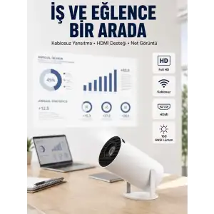 AsilTech HDMI ve USB Girişli Uzun Ömürlü Ampullü Projeksiyon