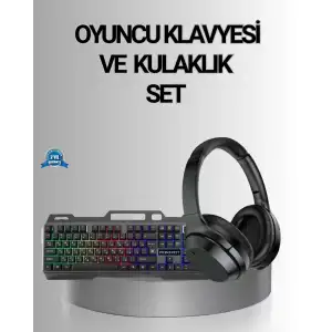 AsilTech Işıklı Oyuncu Klavye Mouse ve Bluetooth Kulaklık Seti Türkçe Q USB