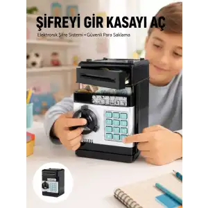 AsilTech Işıklı Sesli Şifreli ATM Görünümlü Kasa Kumbara