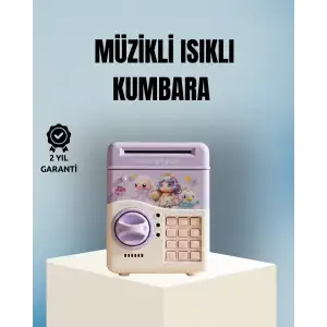 AsilTech Işıklı Sesli Şifreli Otomatik Para Çeken Kumbara Mor