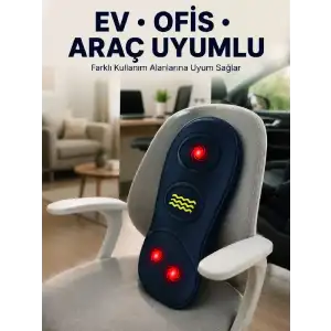 AsilTech Isıtmalı Bel Masaj Minderi Ev Ofis Araç Uyumlu Titreşimli Destek