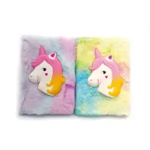 AsilTech Kabartmalı Unicorn Tasarımlı Peluş Hatıra Defteri