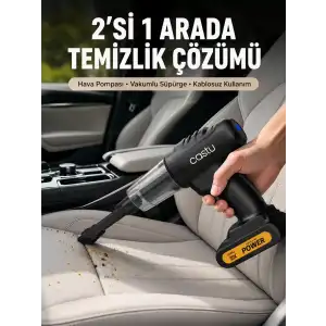 AsilTech Kablosuz Araç El Süpürgesi Hava Pompası Kombinasyon