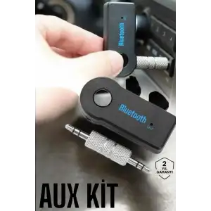 AsilTech Kablosuz Bluetooth Aux Araç Kiti Siyah Hafıza Kartlı