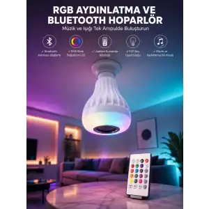 AsilTech Kablosuz Bluetooth Hoparlör Led Lamba