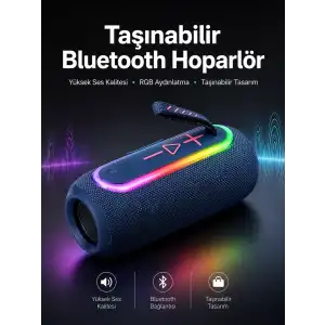 AsilTech Kablosuz Bluetooth Hoparlör Uzun Pil Ömrü Taşınabilir