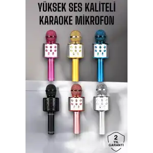 AsilTech Kablosuz Bluetooth Karaoke Mikrofon USB ve AUX Girişli, Yüksek Ses Kalitesi