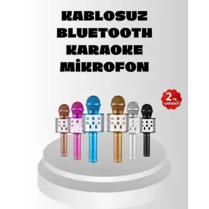 AsilTech Kablosuz Bluetooth Karaoke Mikrofon  Yankı Efektli
