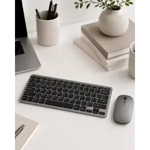 AsilTech Kablosuz Bluetooth Klavye Mouse Seti Şarjlı Tablet Laptop Uyumlu