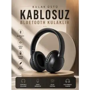 AsilTech Kablosuz Bluetooth Kulaklık Kulak Üstü Mikrofonlu 5.0 Bluetooth ANC Özelliği