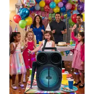 AsilTech Kablosuz Karaoke Hoparlör Mikrofonlu RGB Işıklı Bluetooth Speaker USB TF Kart Destekli