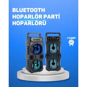AsilTech Kablosuz LED Işıklı Bluetooth Hoparlör – FM Radyolu, Mikrofon Girişli