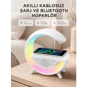 AsilTech Kablosuz Şarjlı Bluetooth Hoparlör ve Gece Lambası – NFC, FM Radyo, RGB Işık