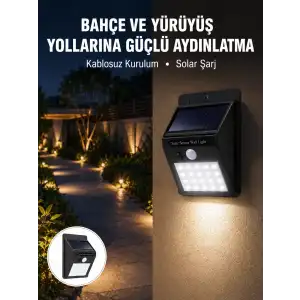 AsilTech Kablosuz Solar LED Lamba | Bahçe, Veranda, Merdiven Işığı, Otomatik Aç-Kapa Sensörlü Yeni Nesil