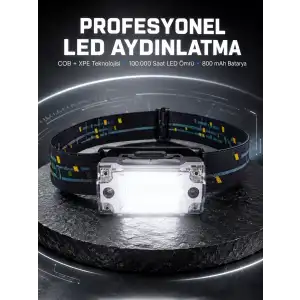 AsilTech Kafa Lambası El Fenerli Kamp Lambası USB Şarjlı Esnek Lamba