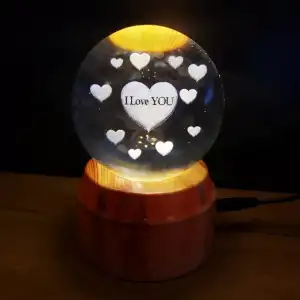 AsilTech Kalpli I Love You Tasarımlı Dönen Cam Küre