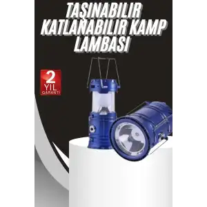 AsilTech Kamp Lambası Solar Şarjlı Kızaklı Kamp Feneri Led Lamba Işıldak