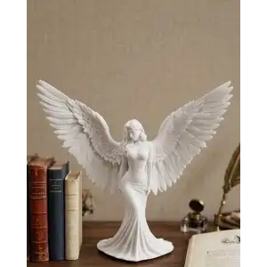 AsilTech Kanatlı Melek Figürü 3D Baskı Dekoratif Heykel Biblo Ev Ofis Aksesuarı