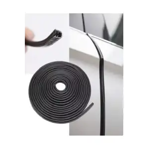 AsilTech Kapı Koruma Fitili U Tip Geçme Şerit Kaliteli 5 Metre Siyah