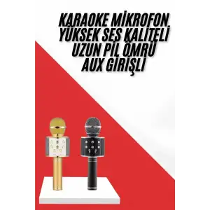 AsilTech Karaoke Mikrofon Dahili Hoparlörlü Sd-usb-aux Girişli Bluetooth Hoparlör