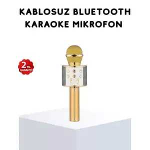 AsilTech Karaoke Mikrofonu Bluetooth USB AUX Girişli Yankı Efektli