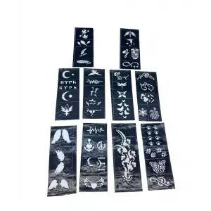AsilTech Karışık Desenli Tüp Kına Şablonu - 10lu Paket - 8x20 cm